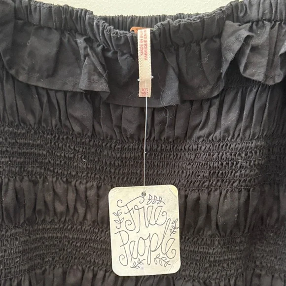 Smocked Square-Neck Puff Sleeve Top - Black Free People - Picture 5 of 6